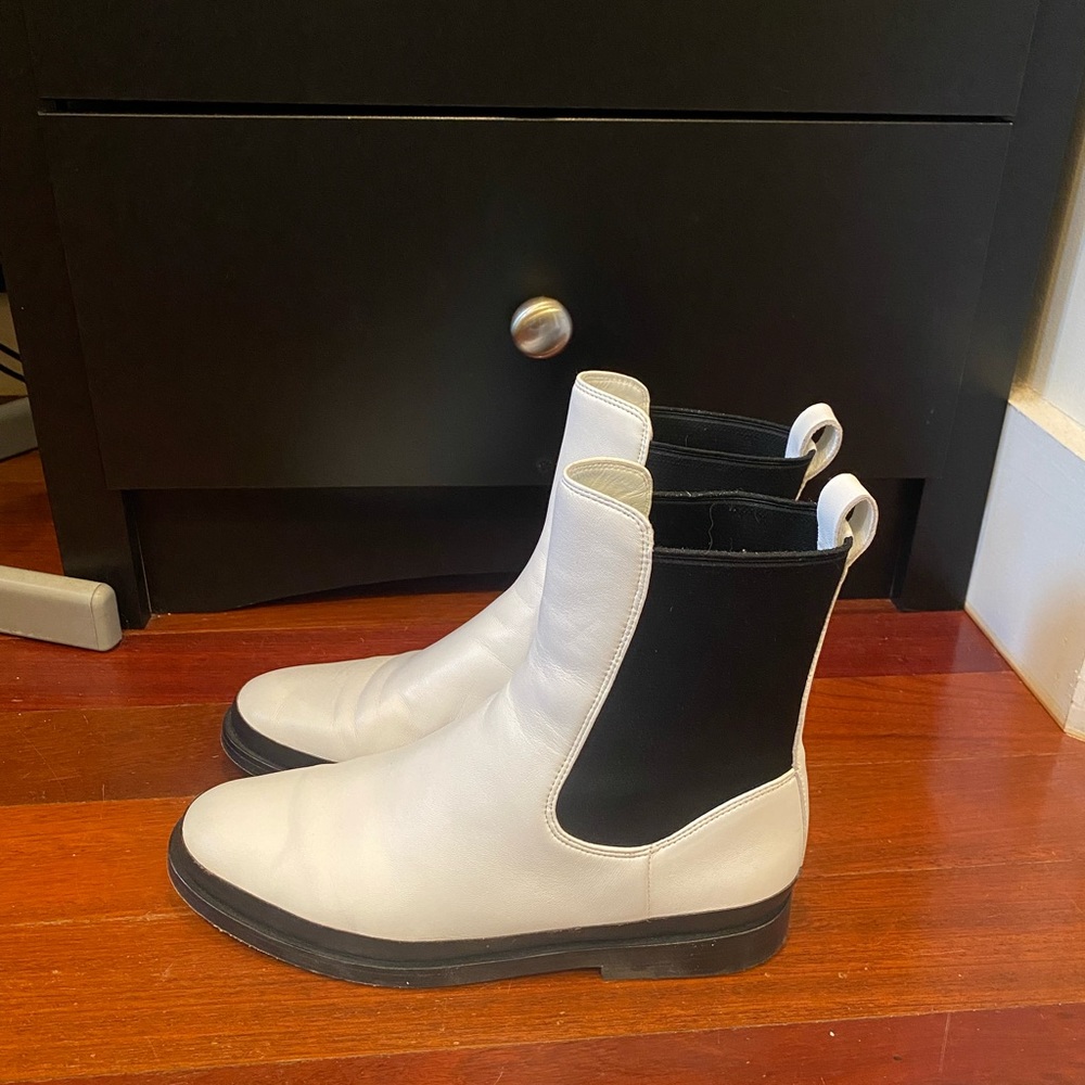 White Vince Leather Chelsea Boots